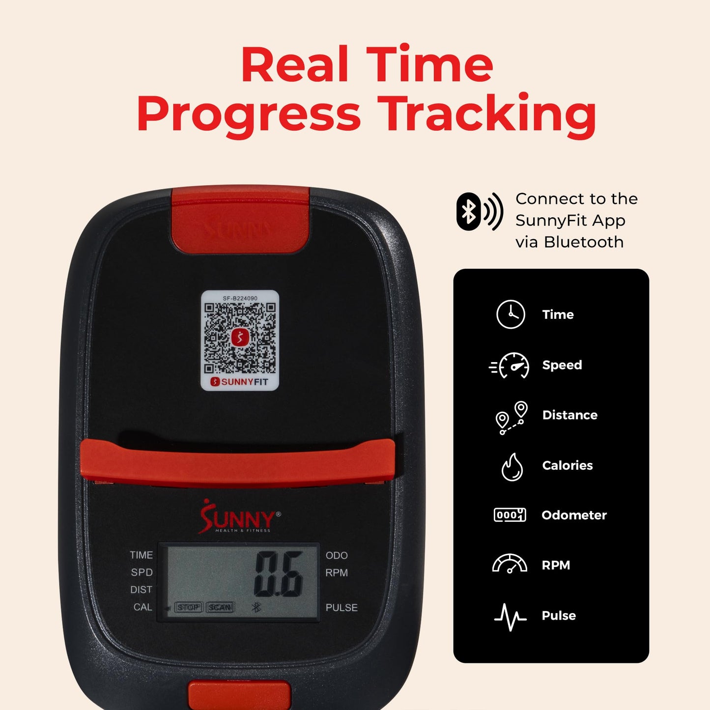 Sunny Health & Fitness Smart Total-Body X-Bike Plus Arm Exercisers, Free SunnyFit App Connection for Guided Workout