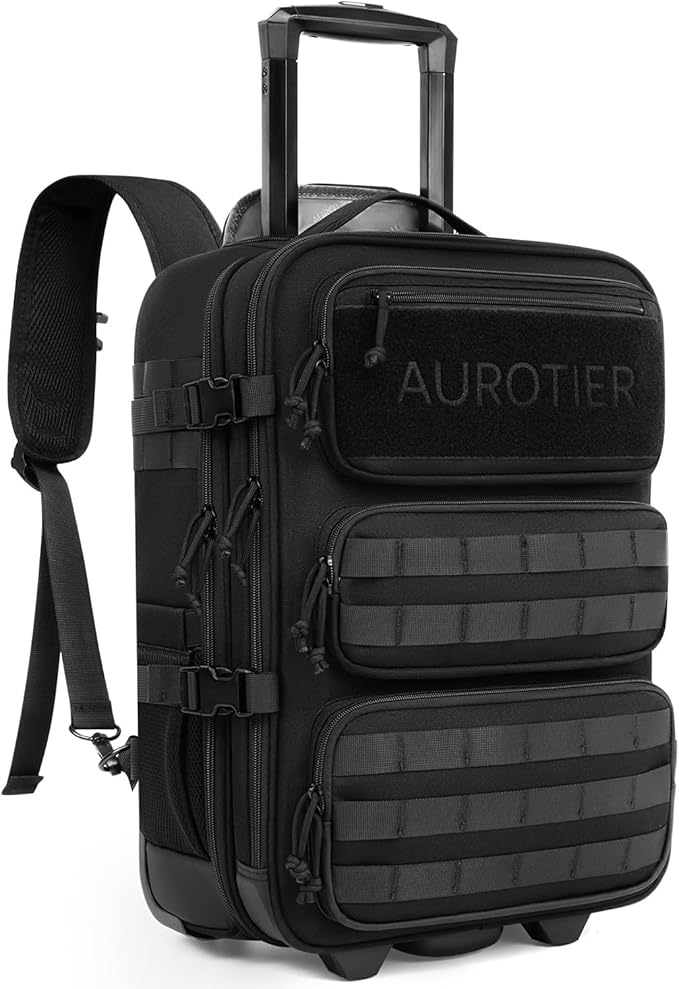 AUROTIER Rolling Tactical Laptop Backpack, 17 Inch Wheeled Military Computer Backpack for Men and Women, Roller Carry on L...