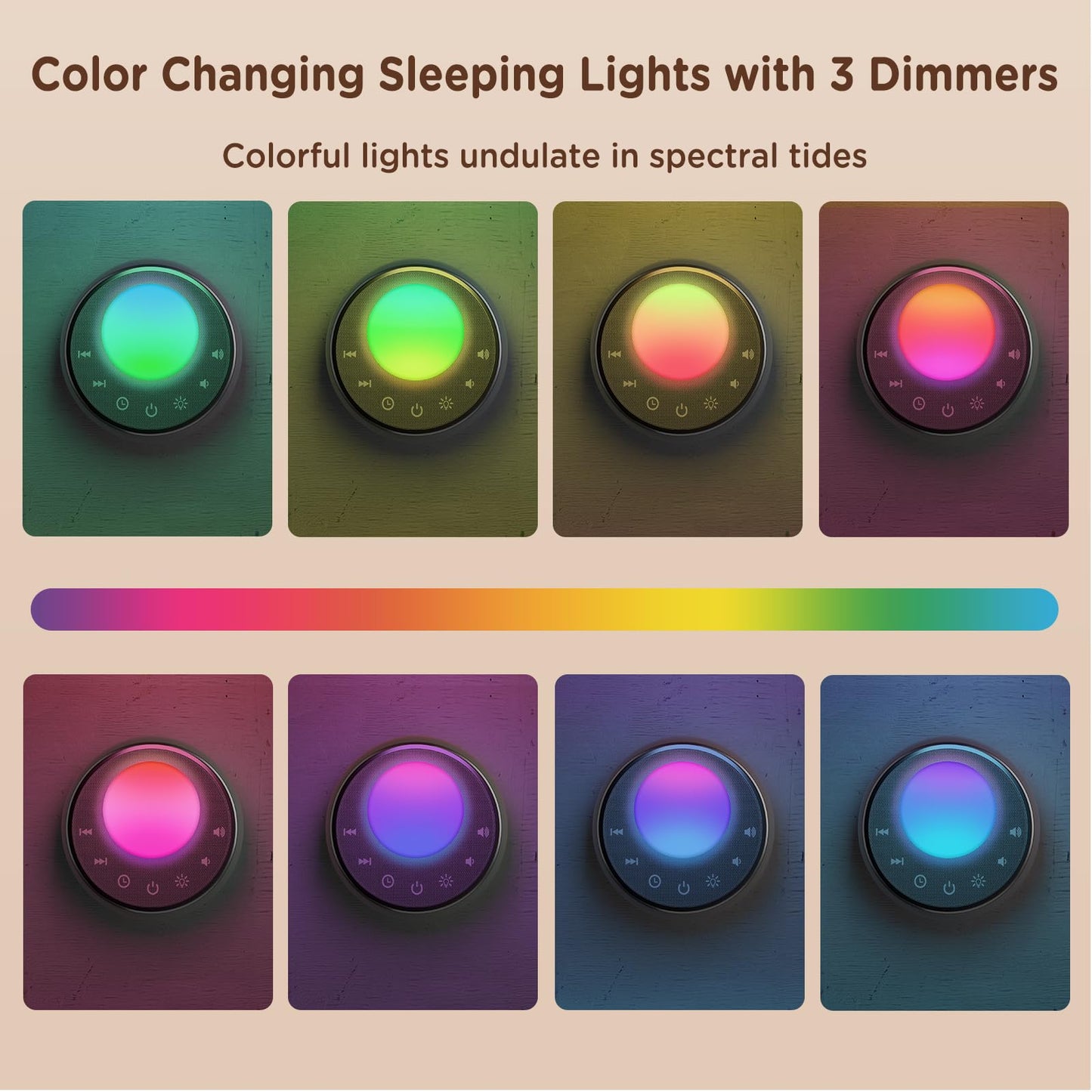 Peakeep White Noise Portable Sound Machine Sleeping Light for Adults Baby, Loud Clear Speaker, 25 Hours Continuous Audio 27 Noise Fan Nature No-looping Sounds, 30 Volume, Battery Operated