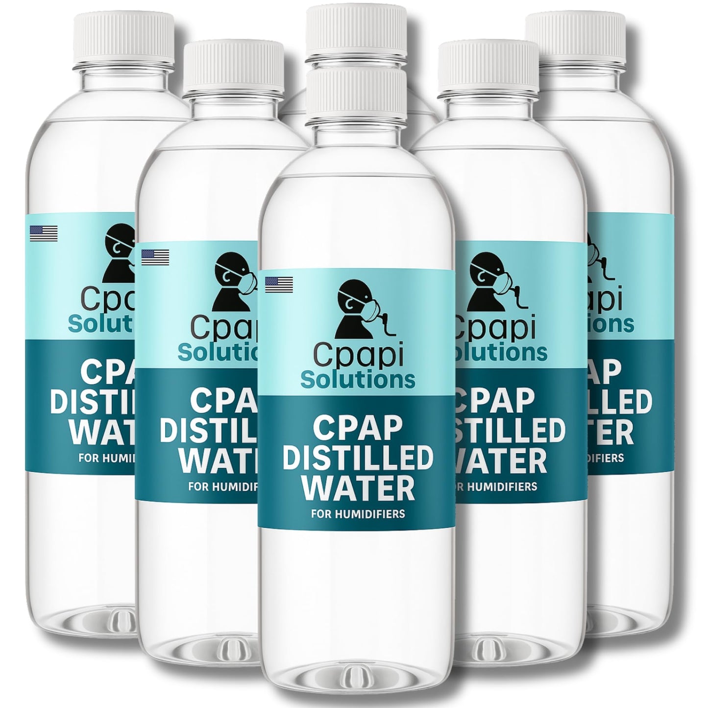 CPAPi Solutions Distilled Water CPAP – 6-Pack Travel Bottles (20 oz) – Steam Purified, Ozonated & Filtered – Made in USA – For All CPAP Machines & Humidifiers