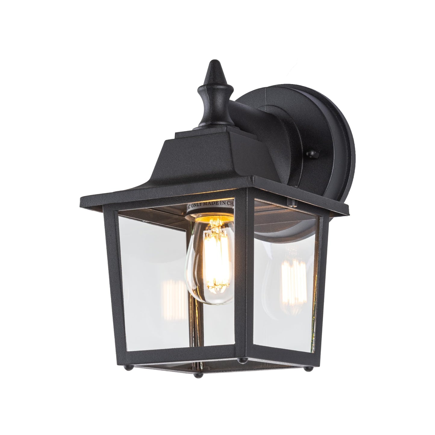 LIT-PaTH Outdoor Wall Lantern, Wall Sconce as Porch Lighting Fixture, E26 Medium Base 60W Max., Aluminum Housing Plus Glass, Bulbs NOT Included, Matte Black Finish, 1-Pack