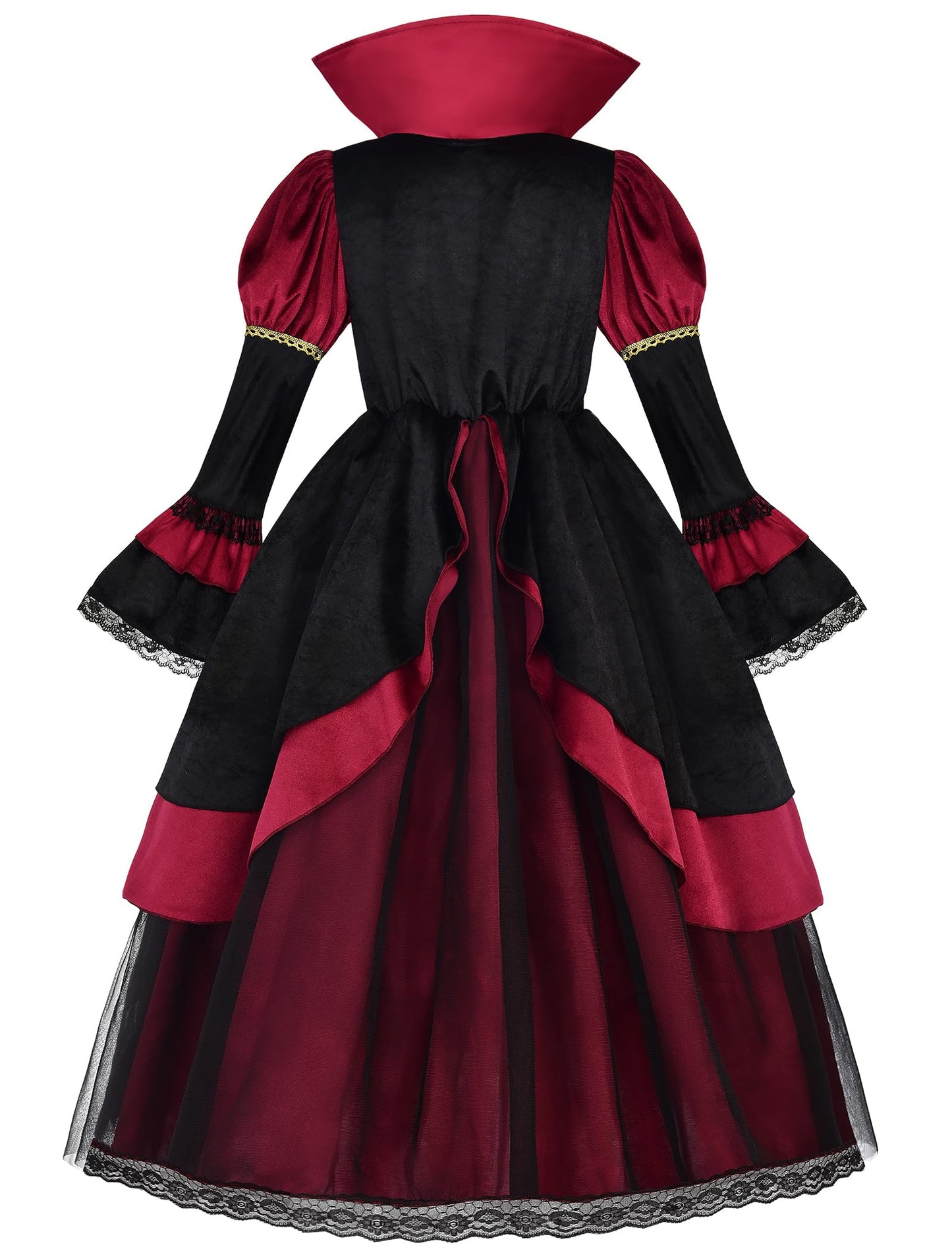 ReliBeauty Mediaeval Vampire Costume for Girls with Necklace Deluxe Vampire Costume Kids,110
