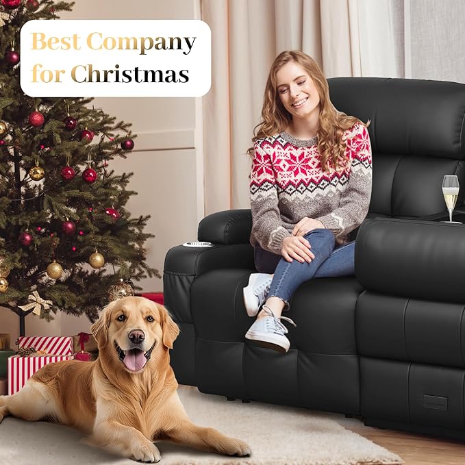 Aotolo Recliner Sofa, Massage Reclining Sofa 3 Seater Sets Heavy Weight Capacity, RV Loveseat Couch Clearance with Flip Back Console, Storage, Cup Holders, Wall Hugger Reclining Couch for Living Room