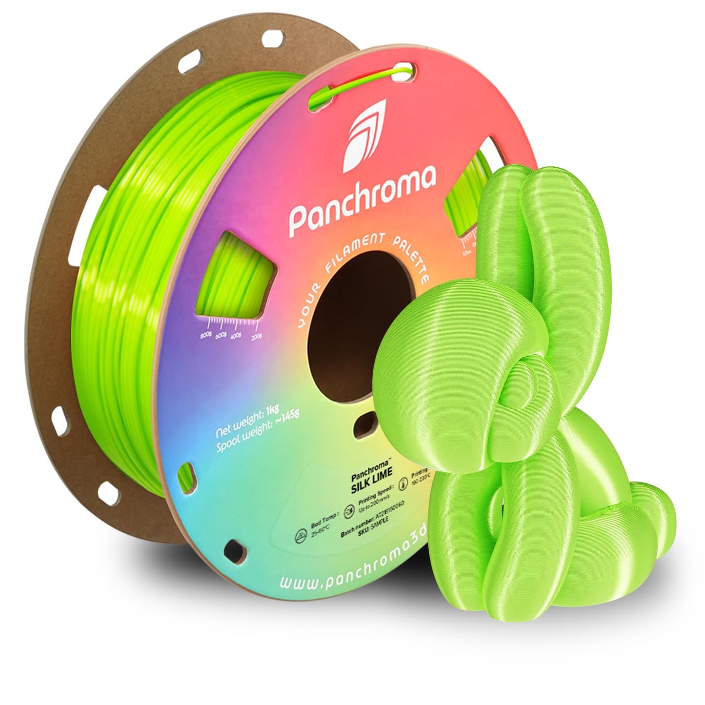 Polymaker Panchroma Silk PLA Filament 1.75mm 1kg, Shiny Lime, New and Improved Formula, Better Strength, Printing Speed and Clog