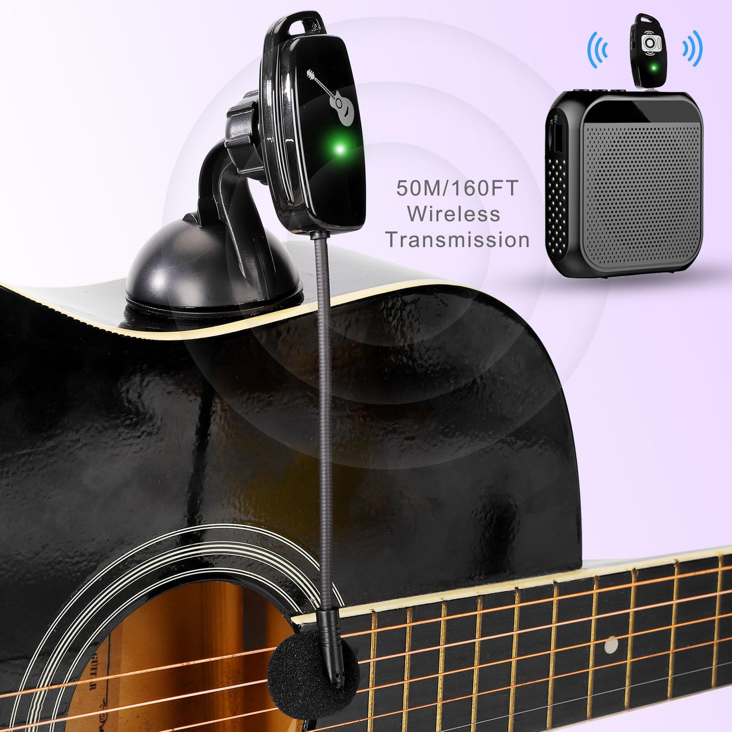 SAYTINAI Wireless Instrument Microphone System, 2.4G Cordless Clip-on Mics, Black, Model 2.4G MIC W 05 for Musicians and Performances
