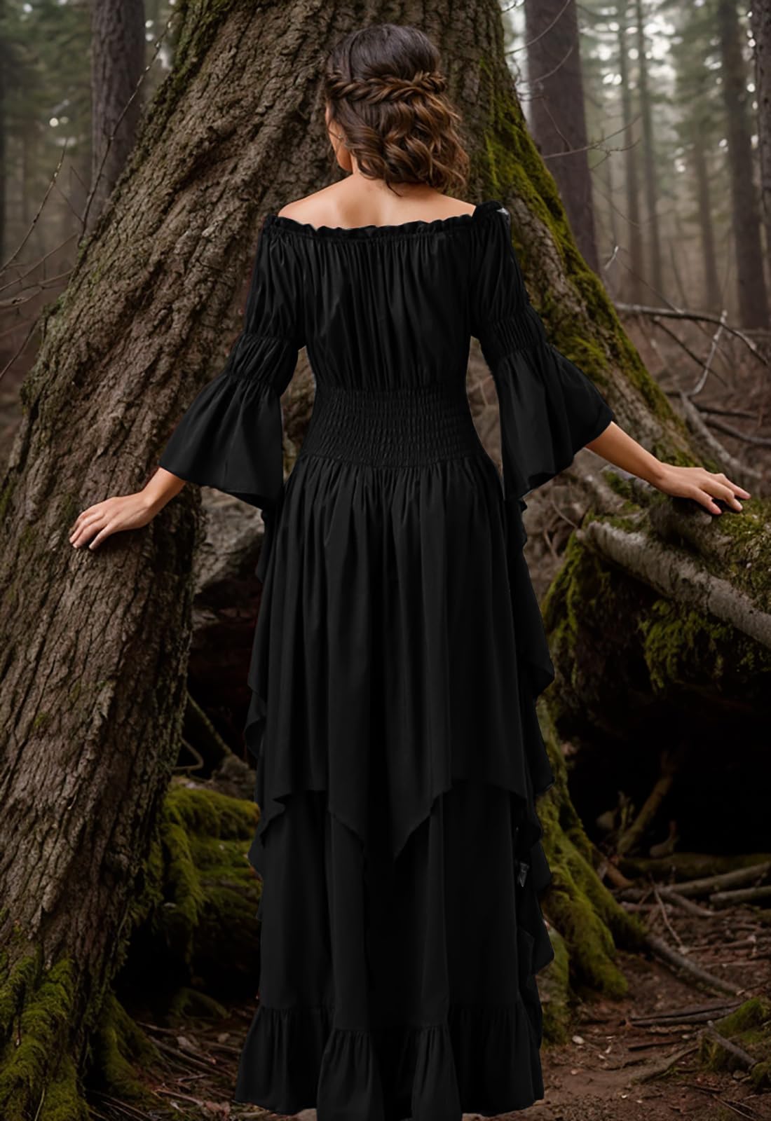 GOLDSTITCH Women's Victorian Dress Renaissance Medieval Costume Gothic Witch Dress Black for Women
