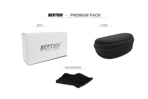 Bertoni Sport Cycling MTB Running Sunglasses for Men Women in TR90 Wide Antifog Lens mod. GEMINI (Matt Black/Shiny Black – Silver Mirror Lens)