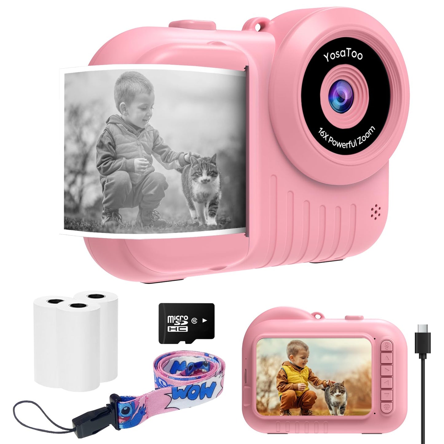 Kids Instant Print Camera, 3.5 Inch for 3-12 Year Old Boys & Girls