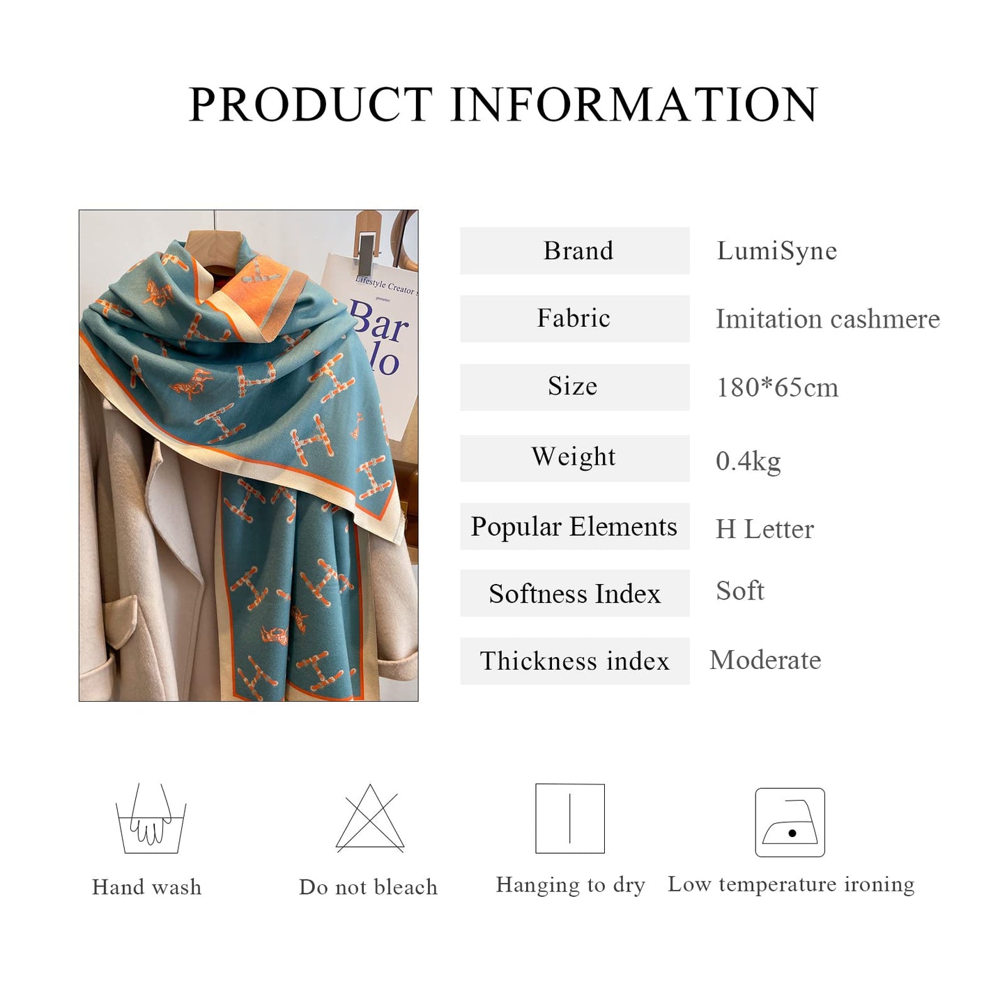 LumiSyne Winter Scarf Cashmere Shawl Women Retro Horse Letter Pattern Warm Pashmina Scarves With Tassel Soft Long Wrap Stole