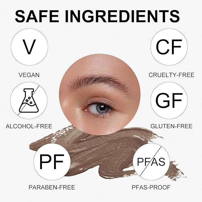QueenDiary Eyebrow Stain Long Lasting Eyebrow Makeup Smudge-proof Eyebrow Gel Waterproof Transfer-proof Vegan Cruelty-free Eyebrow Gel (Jet Black)