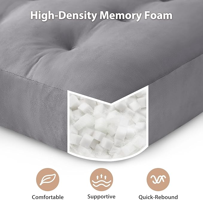 SM-XLHN Meditation Floor Pillow Set of 6, Square Large Pillows Seating for Adults, Meditation Cushion Pillow,Tufted Corduroy Cushion for Tatami Living Room or Yoga, Light Gray, 22x22 Inch