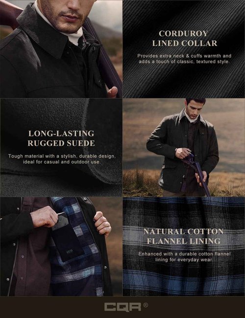 CQR Men's Flannel Shirt Jacket Long Sleeve, Winter Warm Outdoor Casual Plaid Jacket Coat with Pockets, Suede Huntsman Night Sky, Medium