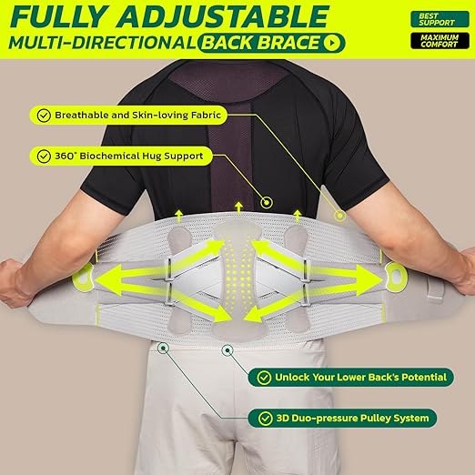aoFIT Back Brace for Men Lower Back Pain Women Relief with 360-Degree Biochemical Hug Support without Suspenders Back Support Belt Soft Breathable Fabric Lumbar Support for Herniated Disc Sciatica XL