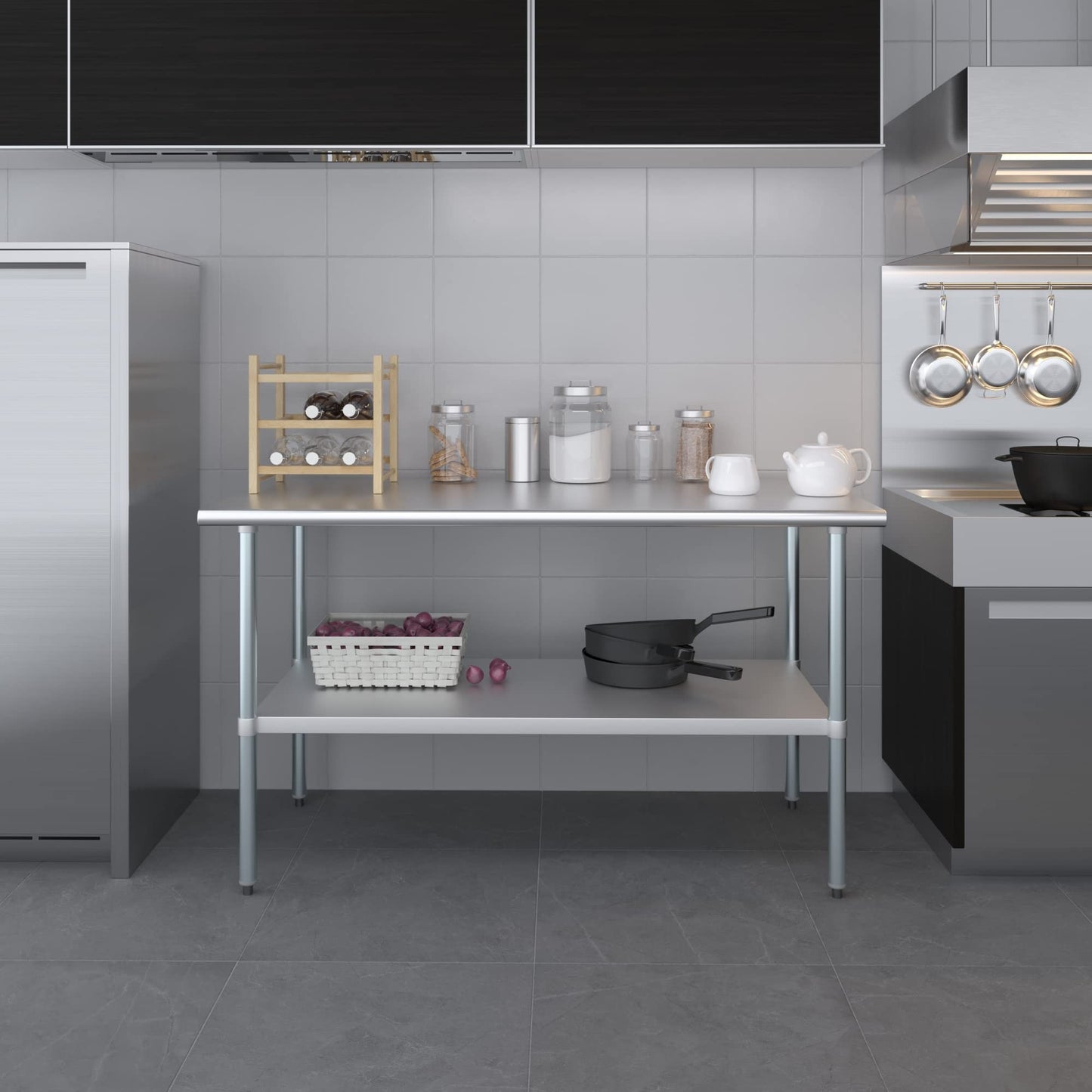 AmGood 30 in. x 60 in. Stainless Steel Work Table | Metal Kitchen Food Prep Table | NSF