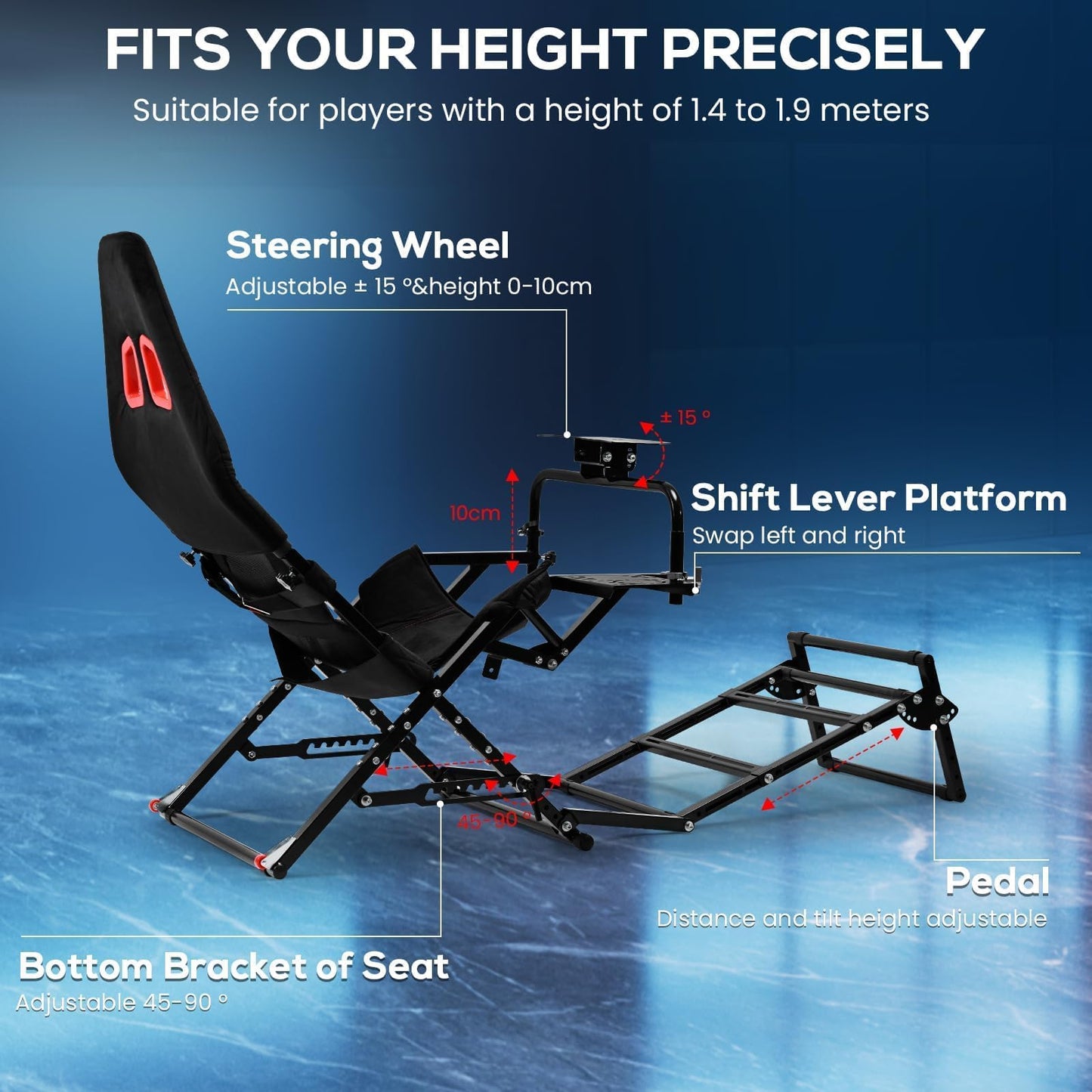 Gazzyt Foldable Racing Simulator Cockpit Fit for Logitech G29 G920 G923, for Thrustmaster T248 T300, for Fanatec Direct Drive Wheels (≤10Nm),Wheel and Pedals Not Included