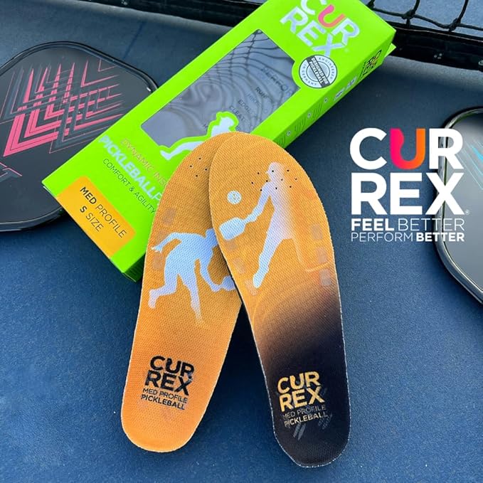 CURREX PICKLEBALLPRO Insoles for Pickleball Shoes – Arch Support Inserts w/Super Grip Surface & Premium Heel Cushioning, Helps Improve Foot Stability – for Men & Women– Medium Arch, Large