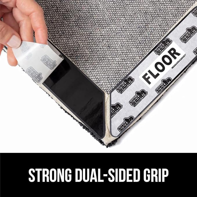 GORILLA GRIP 24 Pc Rug Gripper Pads Keep Area Rugs Corners from Curling, No Damage Reusable Double-Sided Sticky Pads, Holds Down Carpet, Stays in Place on Hardwood Floors, Grips Tile Floor, Home Décor