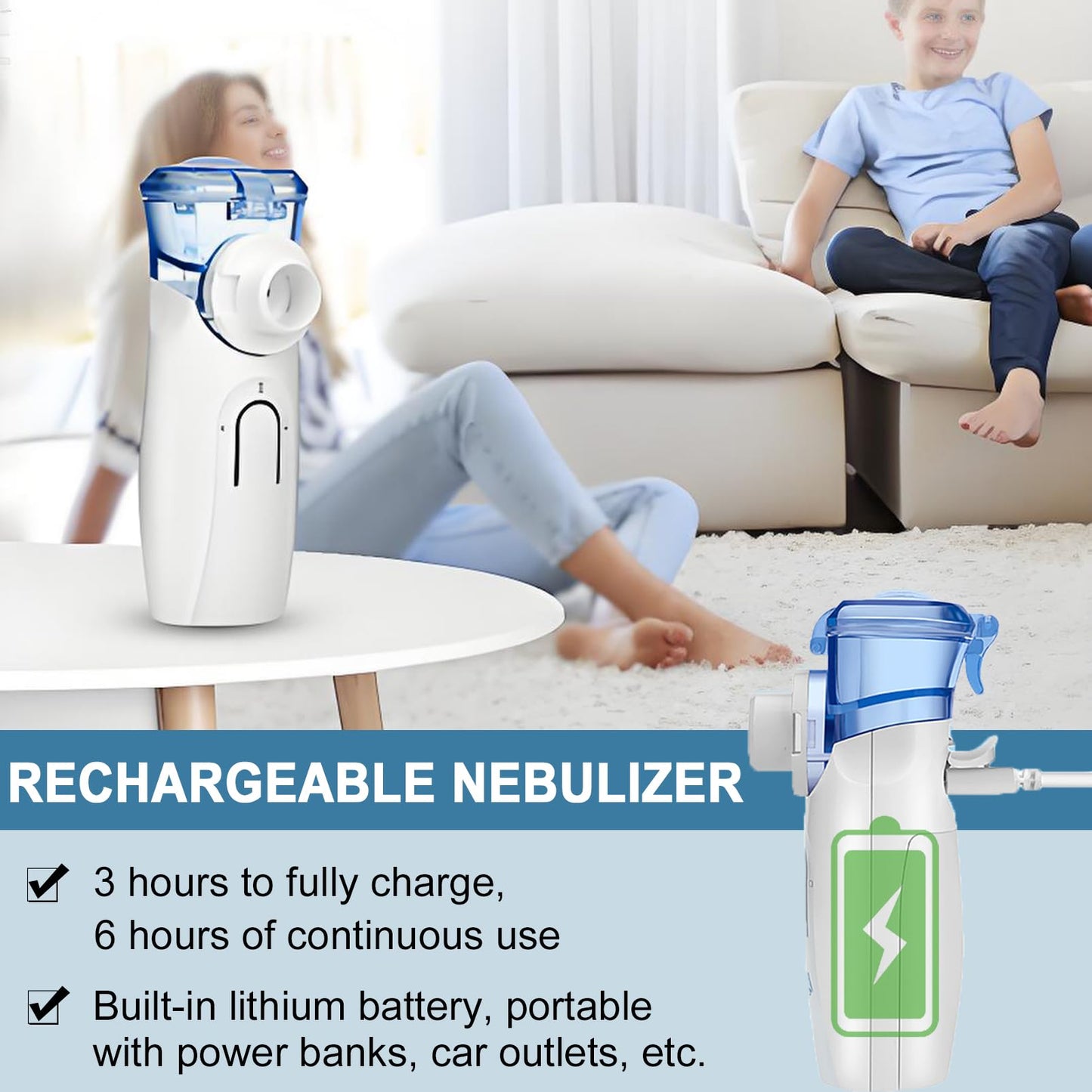 Gülife Ultrasonic Nebulizer, Portable Nebulizer Machine with Two Power Mode, Gray