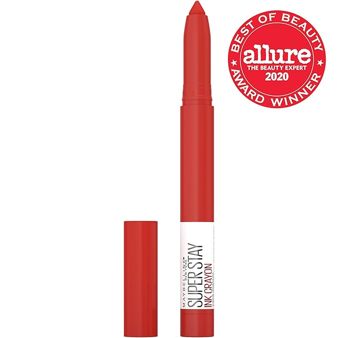 Maybelline Super Stay Ink Crayon Lipstick Makeup, Precision Tip Matte Lip Crayon with Built-in Sharpener, Longwear Up To 8Hrs, Talk The Talk, Sandy Nude, 1 Count