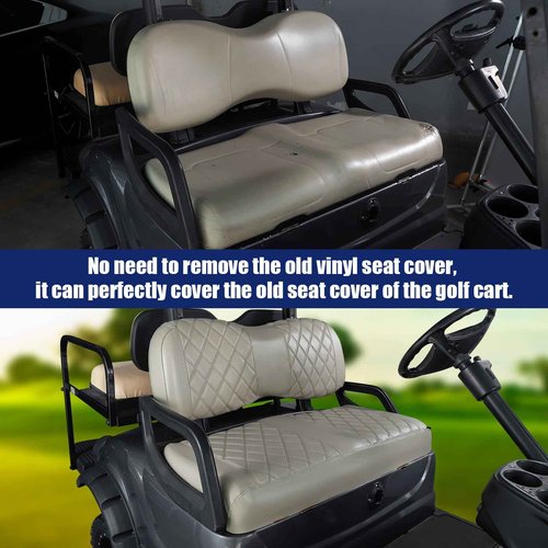 NOKINS Golf Cart Seat Cover for Yamaha Drive/Drive 2 Original Regular Seat Cushion, No Stapler, Golf Cart Vinyl Replacement Diamond Front Seat Cover Oyster Grey