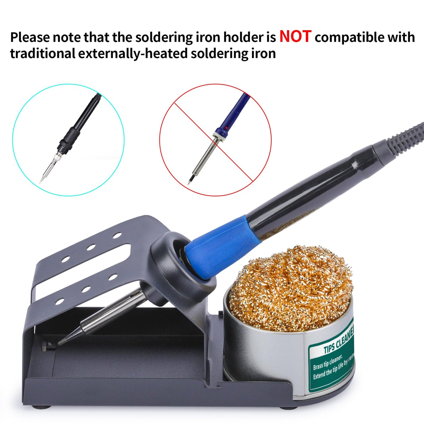 YIHUA D-2 Soldering Iron Holder, Heat-resistant Tip Cleaner with Brass Wool Tip Cleaner and Cleaning Sponge for Stable Soldering Iron Storage and Cleaning