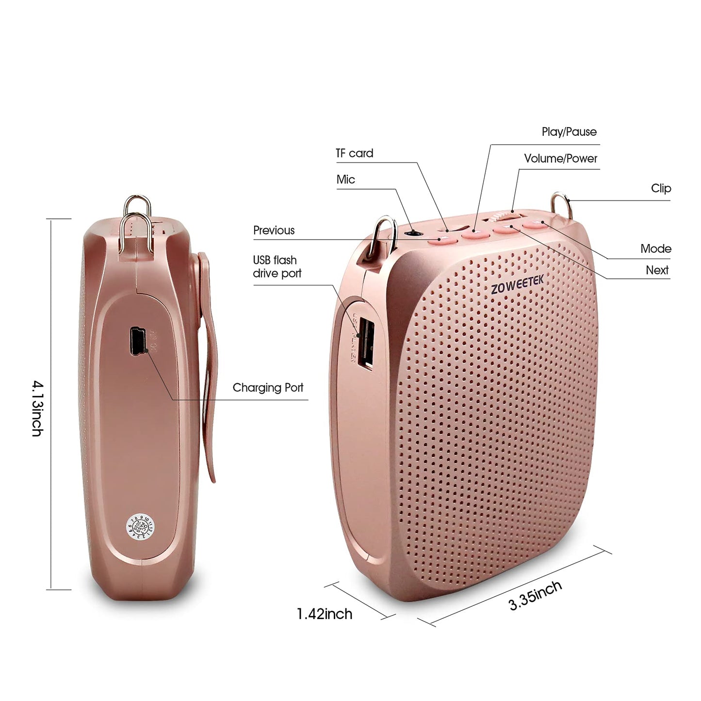 Zoweetek Wireless Voice Amplifier For Teachers With 2 Microphone, Original Voice Amplifier Wireless Microphone, Portable Speaker
