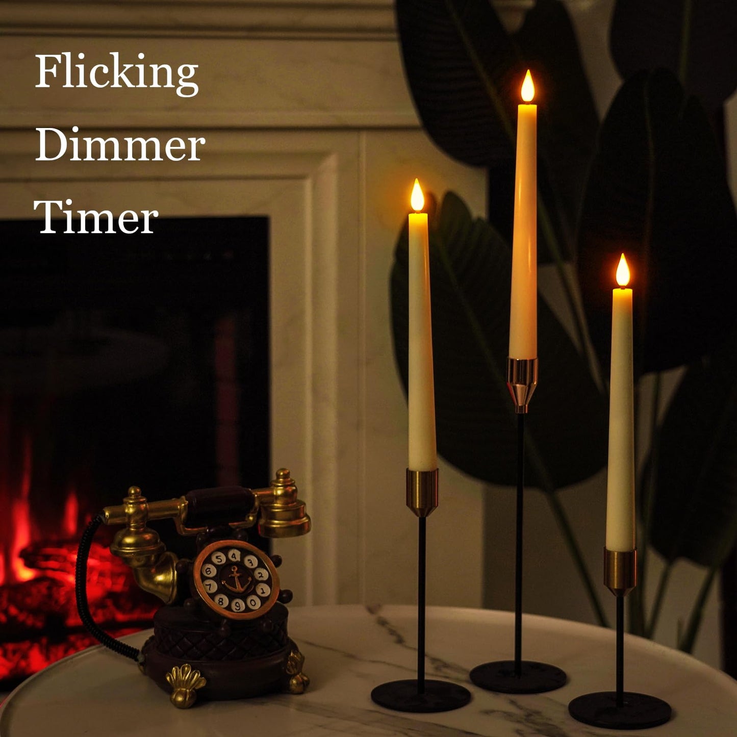 Homemory 12 Pcs Waxy Flameless Taper Candles with Remote, Led Flameless Candlesticks Classic Tall Candle, Flickering Battery Operated Taper Candles for Bedroom, Dining Room, Ivory, 9.6 inches