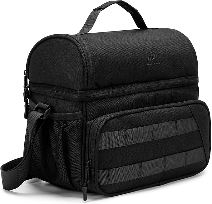 NOL Natural Organic Lifestyle Two Compartment Lunch Cooler Bag for Men, Men's Insulated Lunch Bag, Leakproof Double Decker...