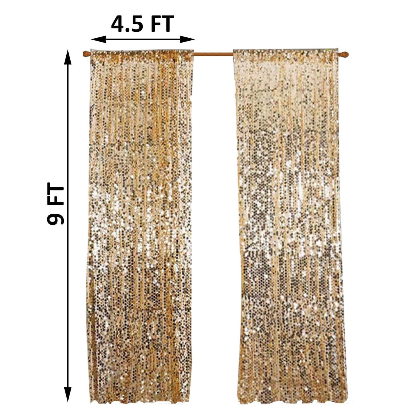 SFN SKY Gold Big Payatte Sequin 18MM Sequin Backdrop Drapes Curtains Panels,Fashion 9FTx9FT Backdrop for Thanksgiving Christmas Home Party Decoration Supplies