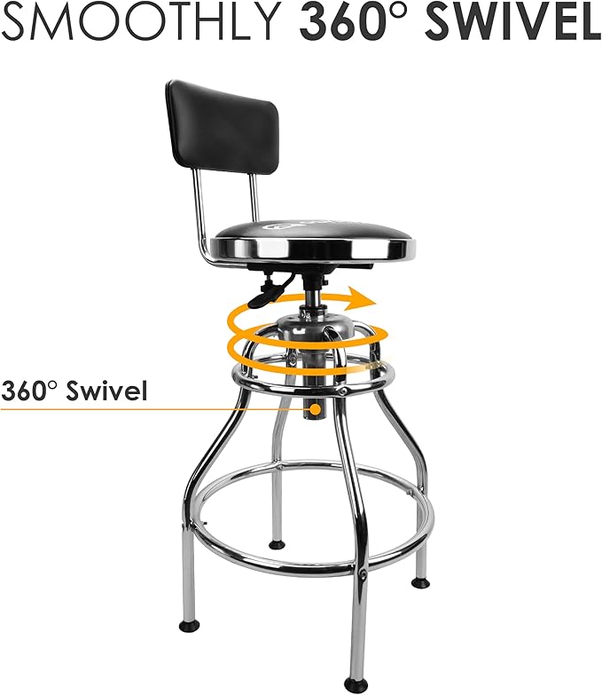 Olympia Tools 82-738 Adjustable Hydraulic Work Stool, Black