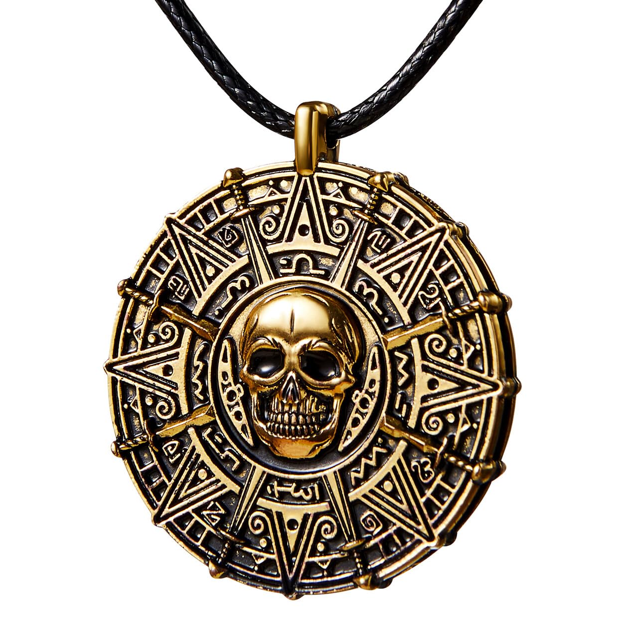 Spooktacular Creations Halloween Pirate Coin Necklace Pirate Skull Necklace Accessories for Men Women Halloween Cosplay, Pirates Costume, Halloween Dress Up Party Favors