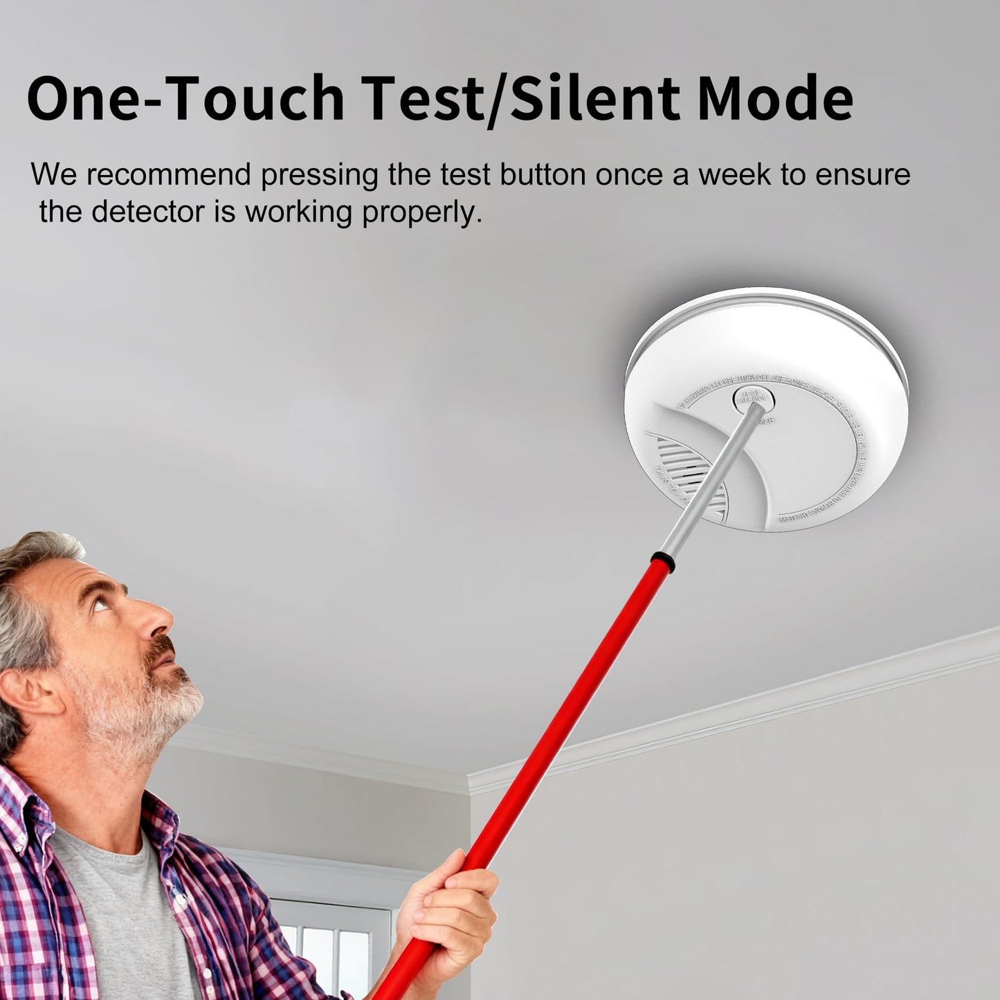 2 Pack Smoke Detector, Photoelectric Sensor Battery-powered Fire Smoke Alarm, LED warning light 85 dB alarm sound, low battery warning, mute and test buttons, suitable for living rooms, bedrooms, etc.