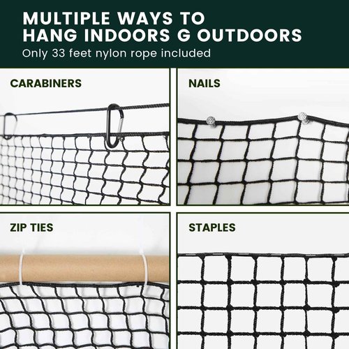 Hittop Sports Netting,Hitting Net with 33Feet Nylon Rope for Golf, Baseball, Hockey, Soccer, LAX and More - 10x10ft/10x15ft/10x20ft/10x25ft/10x30ft/10x40ft