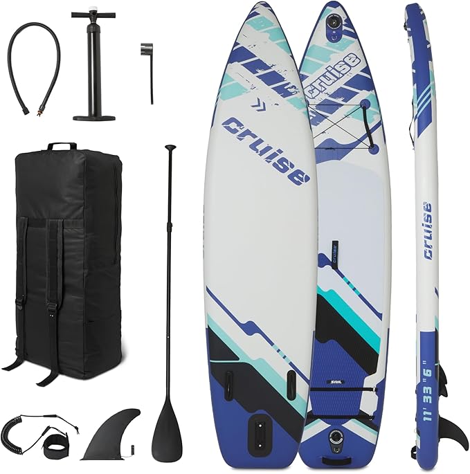 Amazon Basics Stand Up Paddleboard with Complete Accessory Kit, 132 inches x 33 inches, Blue