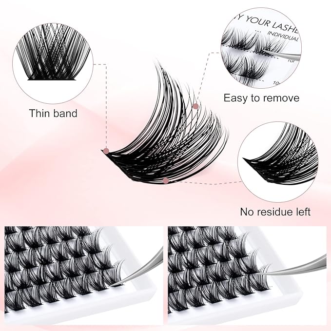 Lash Clusters 10-16mm 120pcs Individual Lashes Cluster Mixed Tray D Curl Lash Clusters DIY Eyelash Extensions Individual Cluster Lashes DIY Lash Extension Kit Home (F10-0.07D, 10-16mm)