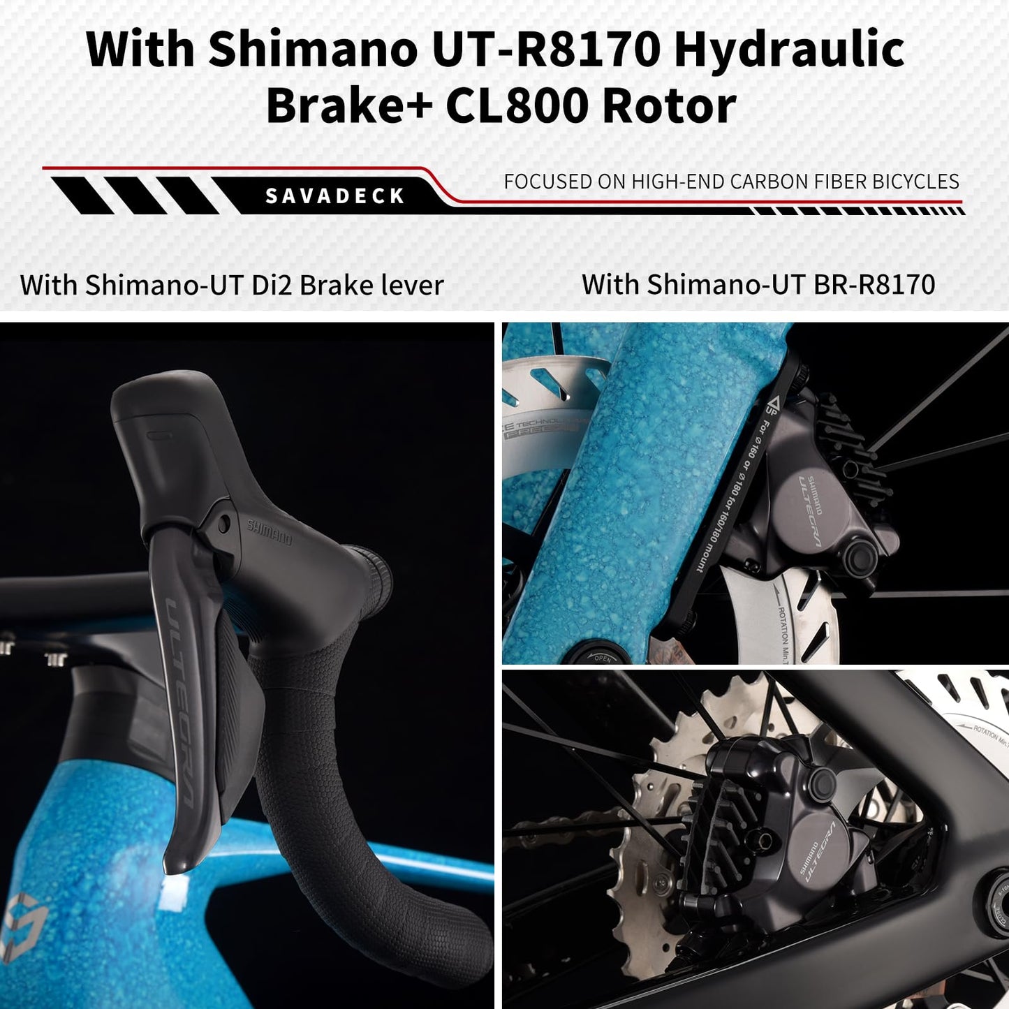SAVADECK SLR8-Ultegra Full Carbon Road Bike with Shimano 105 R8170 24S Set for Adults, (Wave Pattern(W45), Red, 54cm)