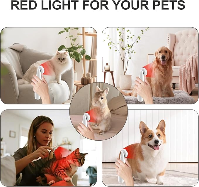 Red Light Therapy Device - 660nm Red & 850nm Near Infrared Light Therapy for Humans Dogs, Portable Home Travel Use (Silver White)