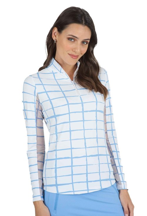 Cordova Print Long Sleeve Mock Neck Top-Cordova Print Long Sleeve Mock Neck Top-10495 White/Peri/Cordova/XL