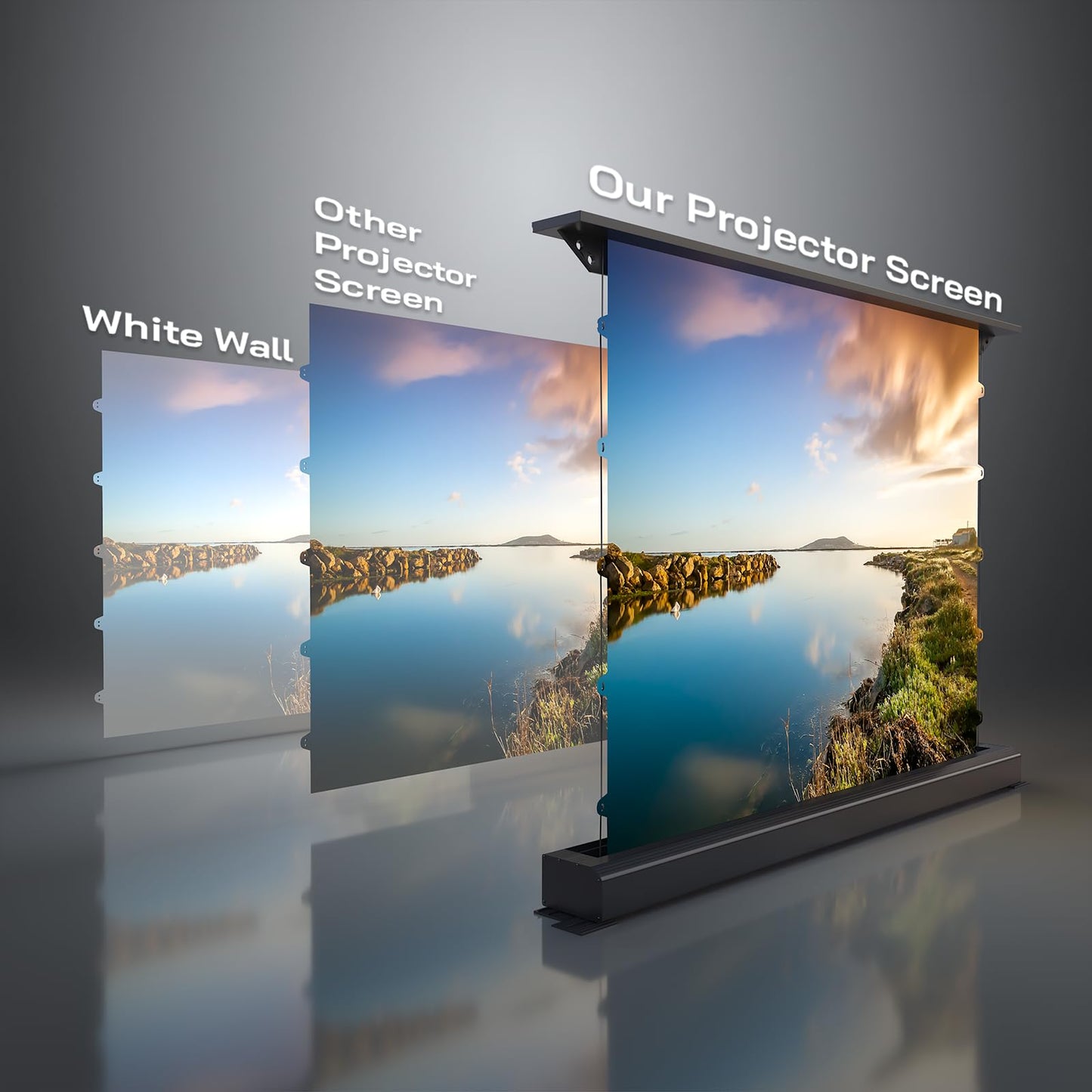 YODOLLA 72 inch Projector Screen Motorized Floor Rising 16:9 HD Retractable ALR Electric Projector Screen 4K3D Automatic Pop Up Projection Screen with Remote Movie Screen for Indoor MeetingHomeTheater