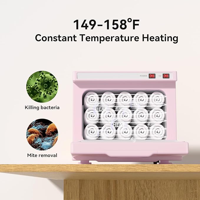 Hot Towel Warmer, 8.5L Towel Warmers Spa, Small Towel Warmer Professional Mini Towel Warmer Cabinet for Facial, Towel Warmer Esthetician Towel Heater for Beauty&Salon(8.5L-Pink)