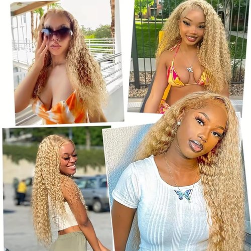 Blonde Human Hair Bundles 613 Curly Wave Bundle P27/613 Hair Weave 3 Bundles 20 22 24 inch Brazilian Remy Blonde Color 300g