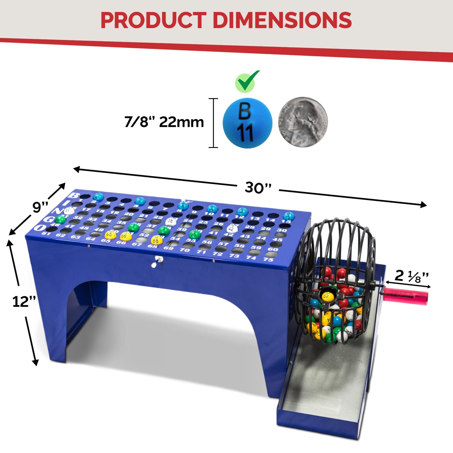 MR CHIPS Bingo Game Deluxe Set with Cage, 7/8 Inch Balls and Master Board All-in-One Table Top Professional Machine