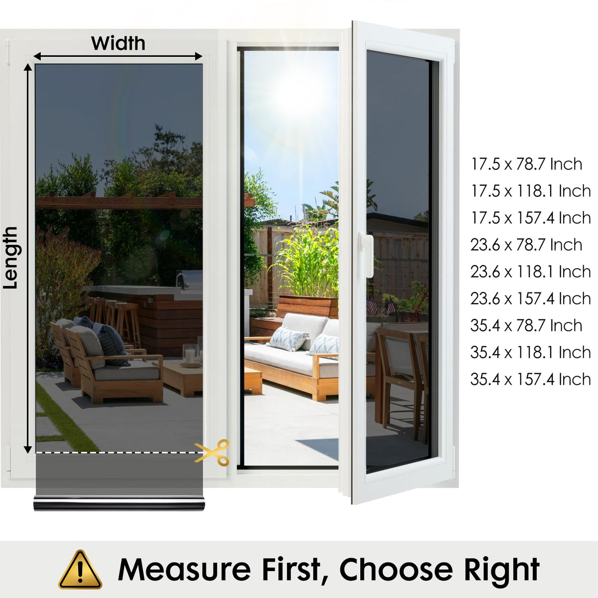 rabbitgoo One Way Window Privacy Film with Kit Window Tint for Home UV Heat Blocking Static Cling Sun Blocker Light Darkening Reflective Mirror Covering See Out Not in 17.5 in X 6.5 Feet Black Silver
