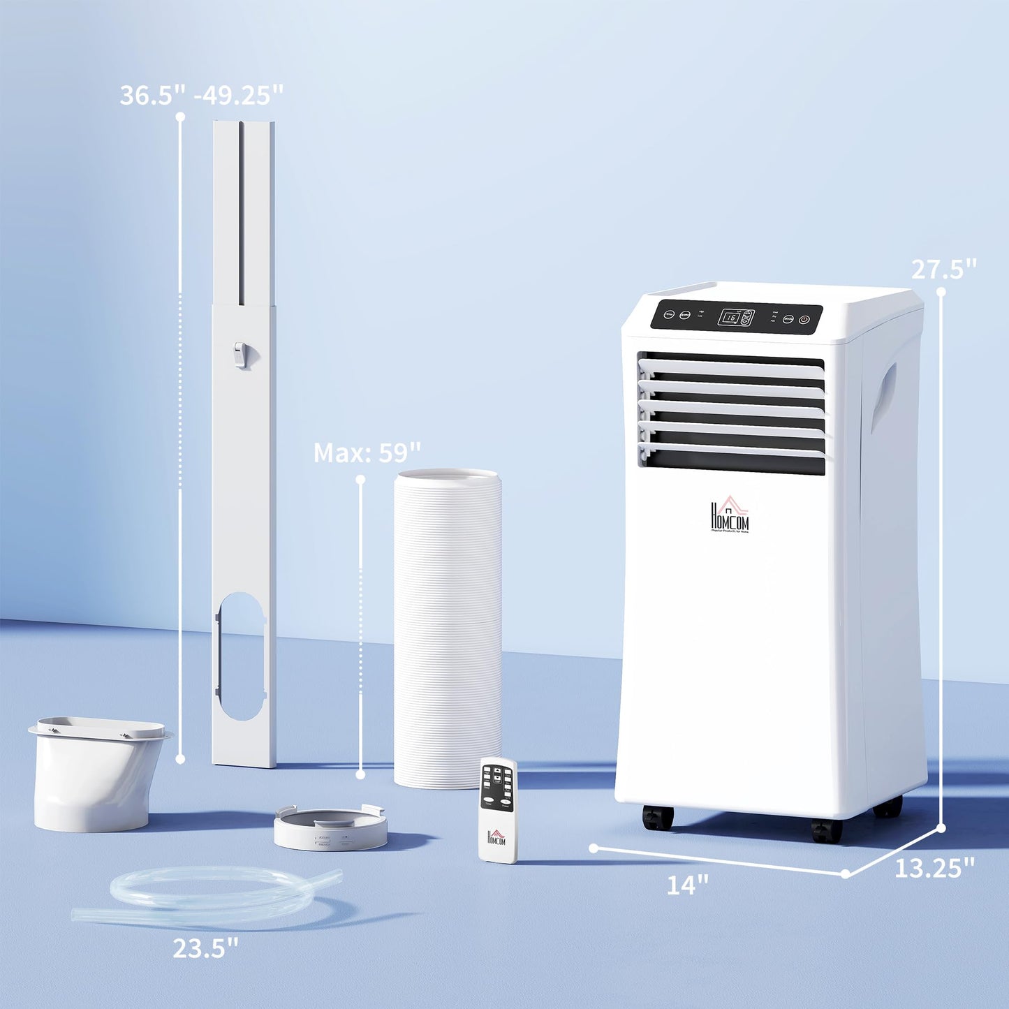 HOMCOM 10000 BTU Portable Air Conditioner for Rooms Up to 441 Sq. Ft., 4-in-1 AC Unit with Cooling Fan, Dehumidifier, Sleep Mode, Remote Control, 24H Timer, Window Installation Kit, White