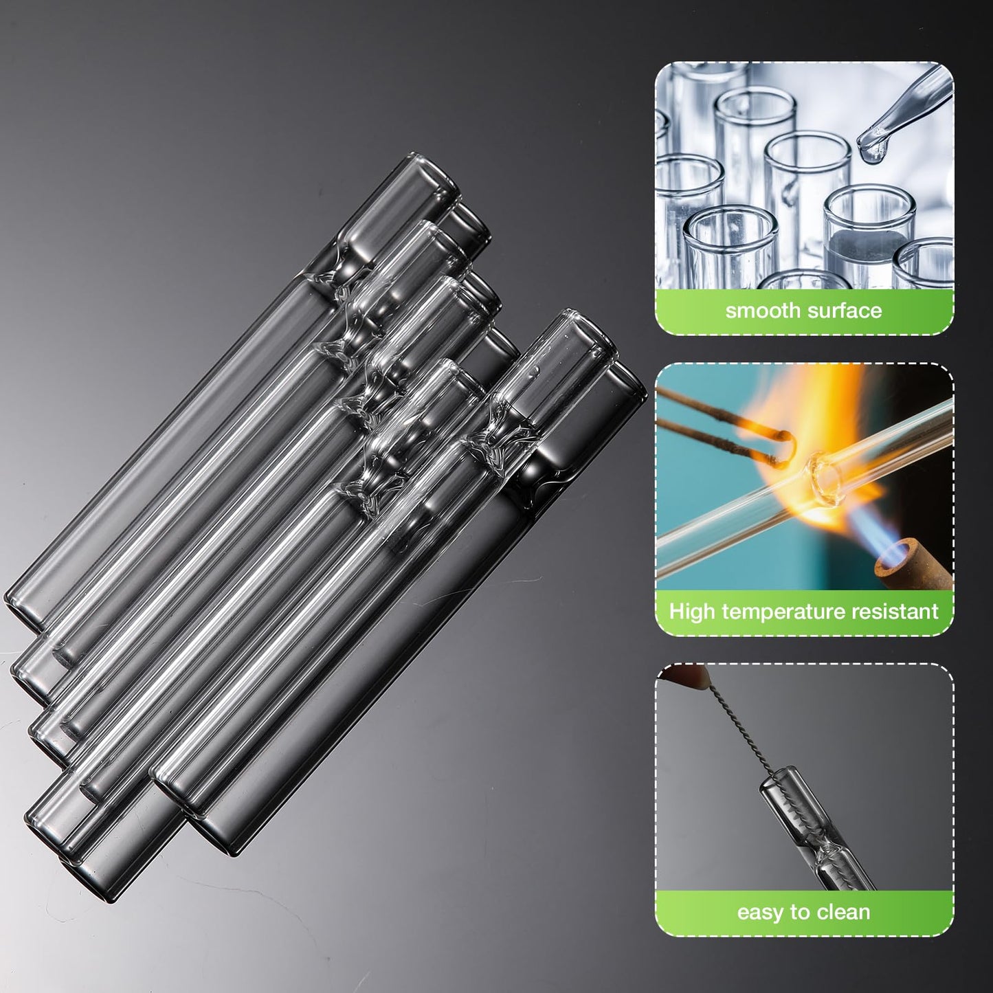 HONKID 5-Piece Borosilicate Glass Tubes for Blowing, Lab, DIY, and Industrial Use, 4 Inch (10 cm) Long,1.5mm Wall Thickness, Fire-Polished Ends, High Heat Resistance, Acid and Alkali Resistant