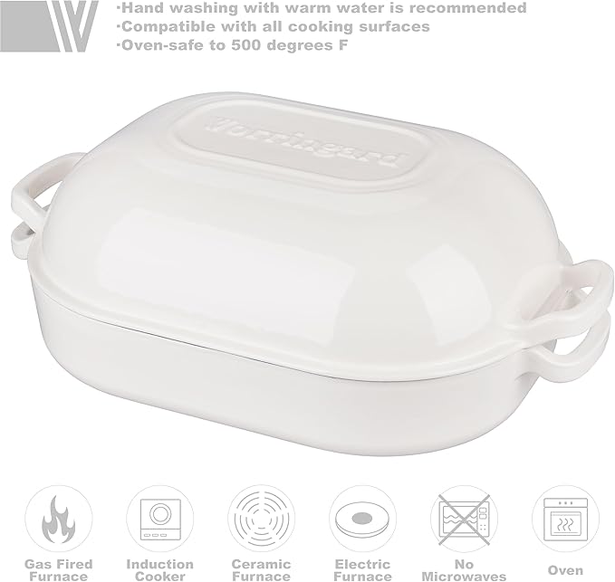 Large Cast Iron Dutch Oven Dome Pot with Lid, Enameled Bread Oven, Bread Pan for Homemade Sourdough Bread Baking, 9QT, White