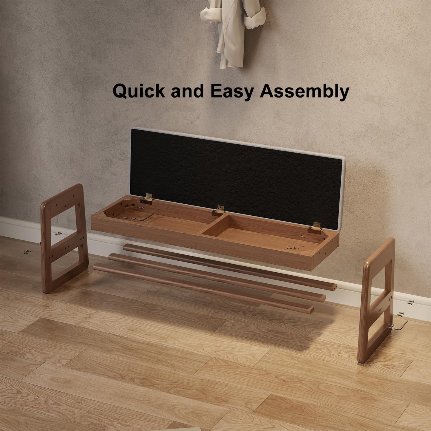 AQIMUELE Shoe Rack Bench with Cushion, 2 Tiers Shoe Bench with Flip-Top Storage,Wood Shoe Rack for Entryway,Hallway（Walnut,39.3"）