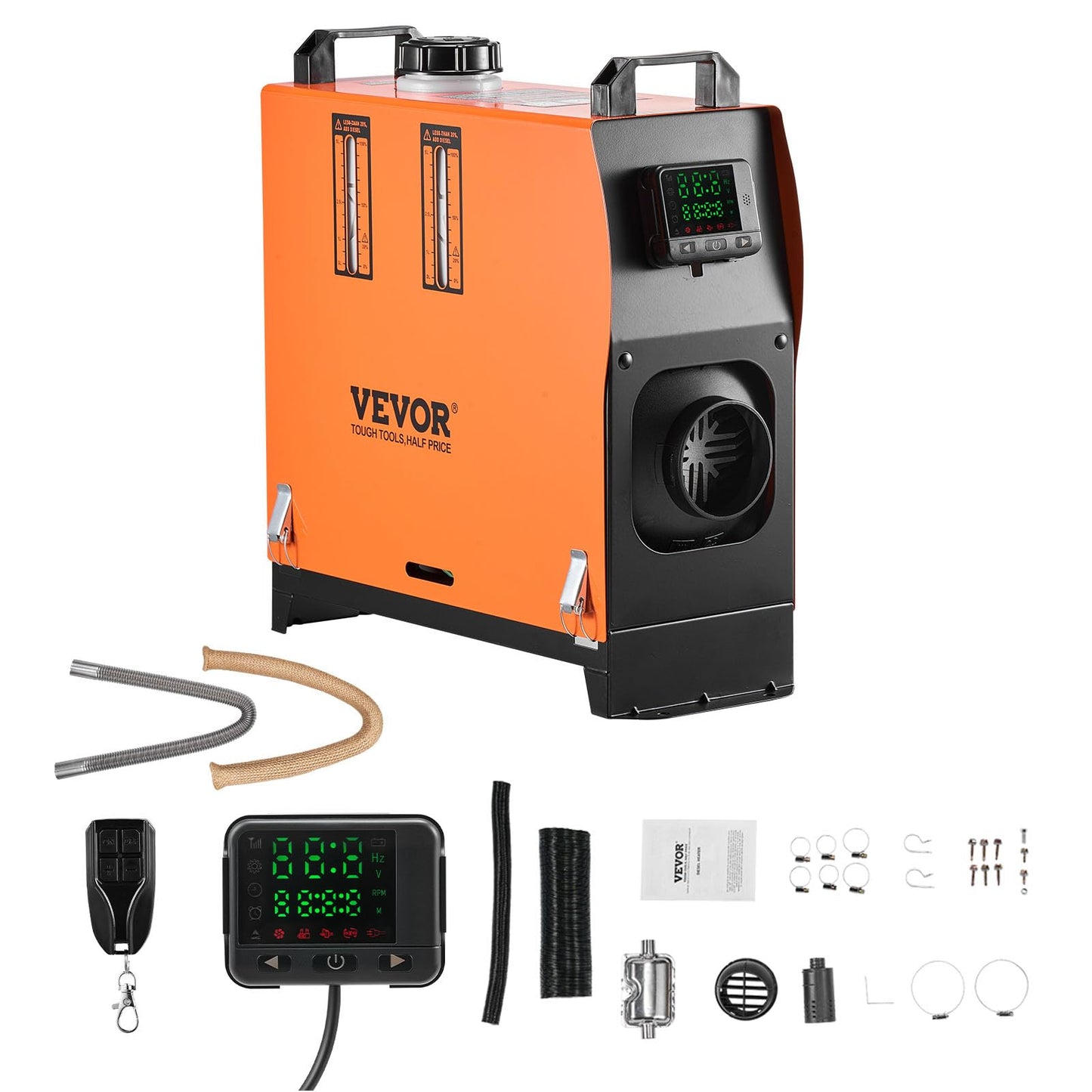 VEVOR 8KW Diesel Heater All in One, DC12-24V, Fast Heating Diesel Air Heater with Remote Control and Color Digital Display, Low Noise, Voice Announcement, for RV, Truck, Camper, Van, Boat and Trailer