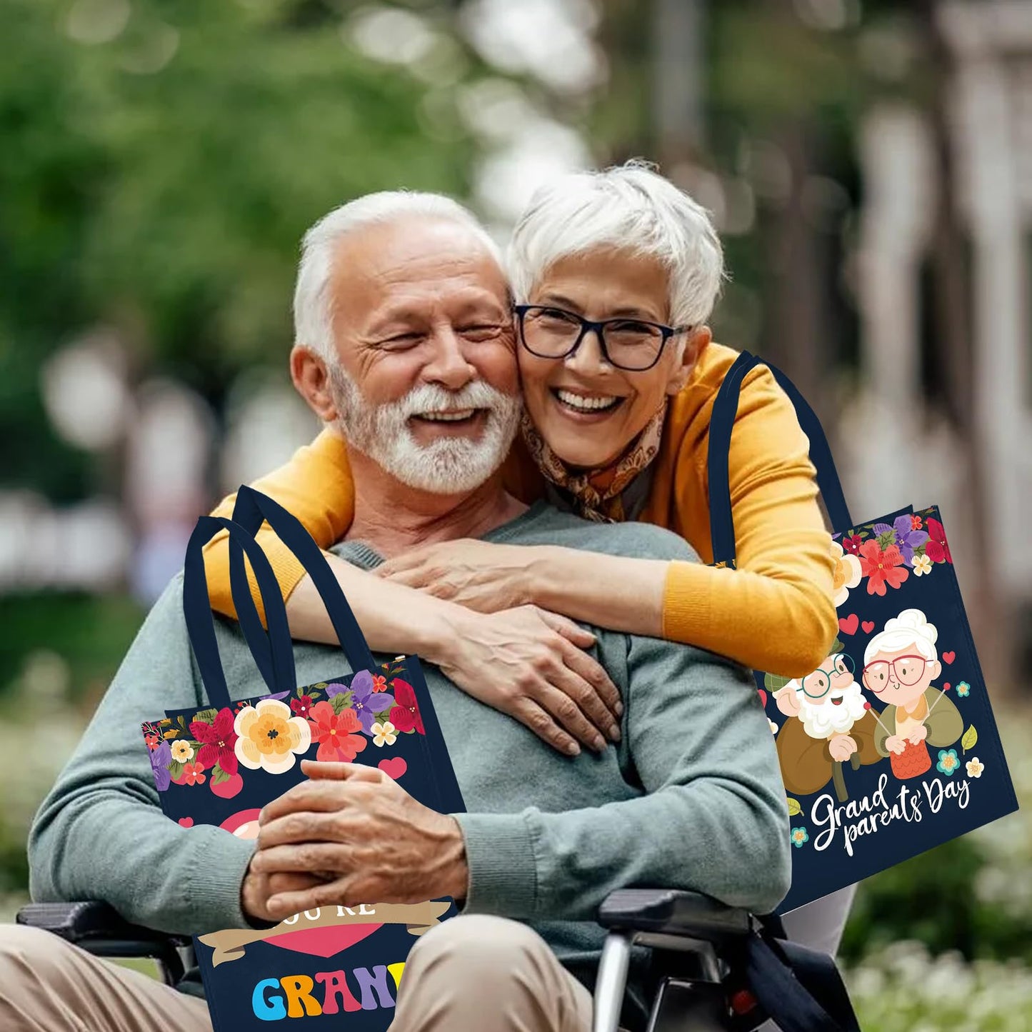 VDESFUEBY 20Pcs Happy Grandparents Day Bags Grandparents Day Decorations, Grandparents Day Sign Best Grandparent Gift Favor Bags for Grandma & Grandpa Retirement Party Decorations Supplies