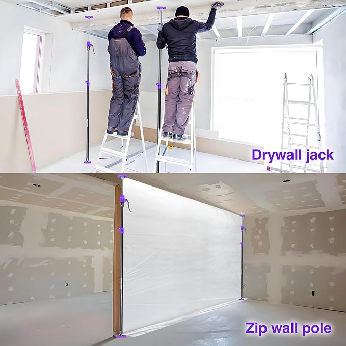 Quality Steel Adjustable Cabinet Jack Support Pole, Quick Support Rod & Cargo Bars, Drywall Jack, Zipwall Dust Barrier System, 3rd Hand Support System 154LB, Extend from 49.2-114.2 in, 2-Pack